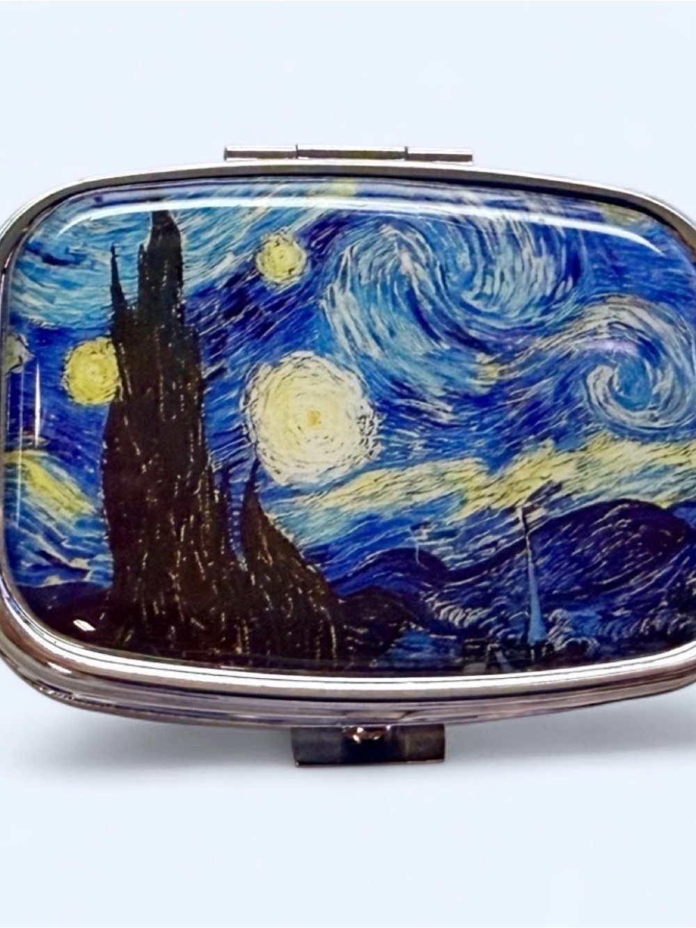 Starry Night Inspired Blue Art Pill Box #178